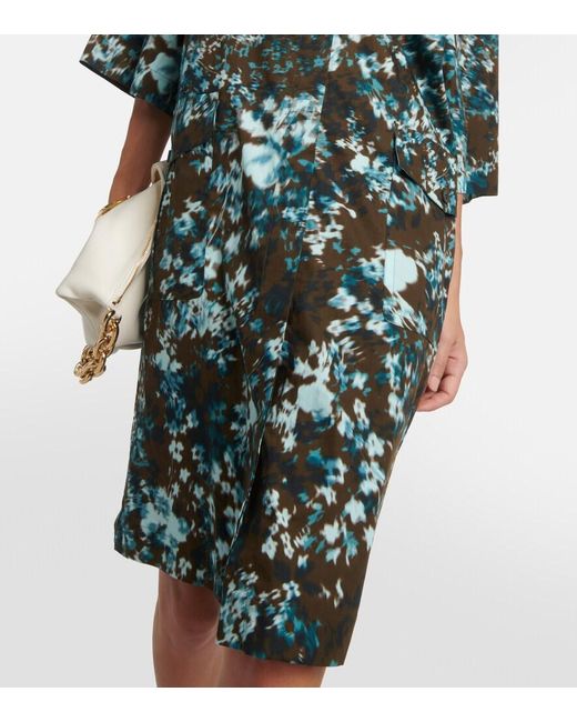 Dries Van Noten Green Floral Cotton Poplin Shirt Dress