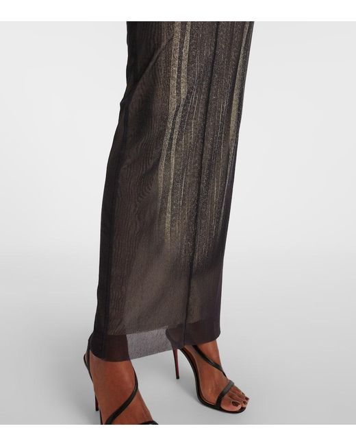 Jean Paul Gaultier Gray Bedrucktes Maxikleid Spiral Aus Mesh