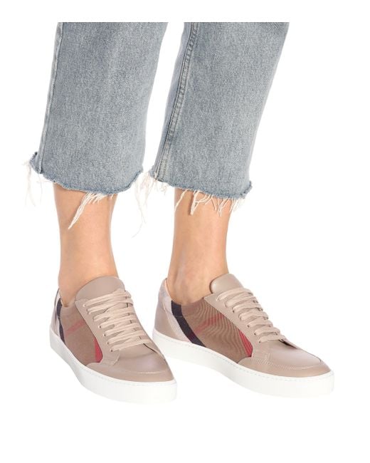 burberry salmond leather and cotton sneakers