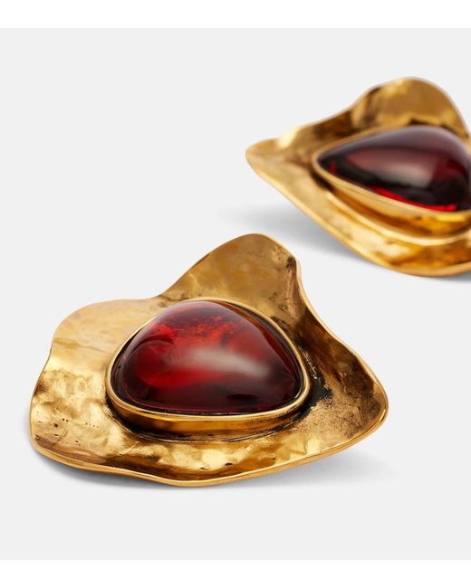 Saint Laurent Brown Verzierte Clip-Ohrringe