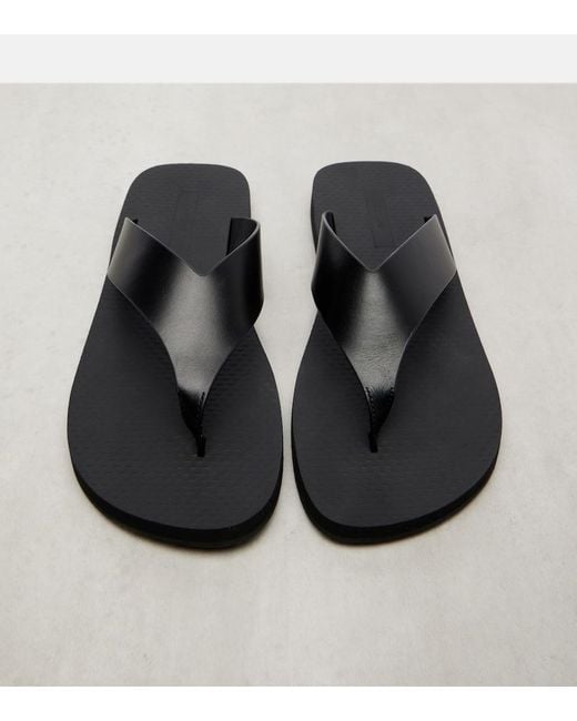 The Row Black Dune Leather Thong Sandals
