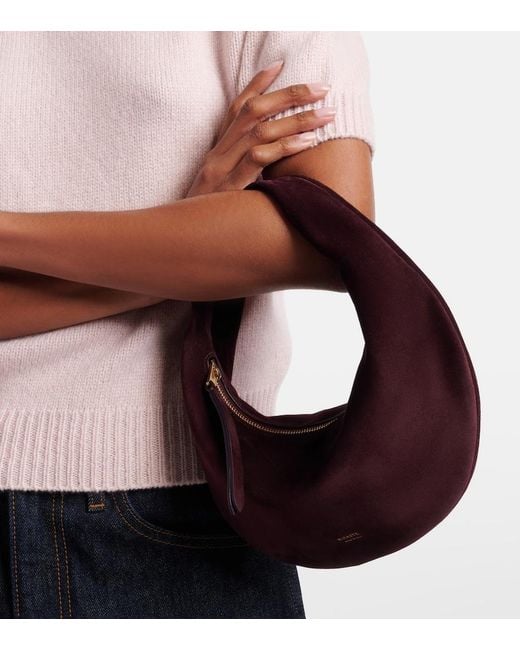 Khaite Purple Olivia Mini Suede Top-Handle Bag