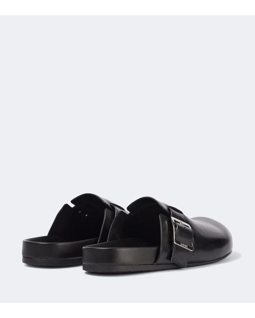 Loewe Black Ease Buckle Leather Mules for men