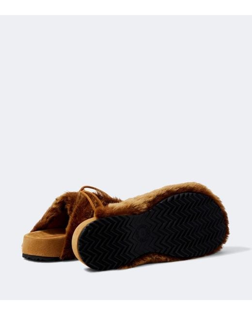 Dries Van Noten Brown Shearling Clogs for men