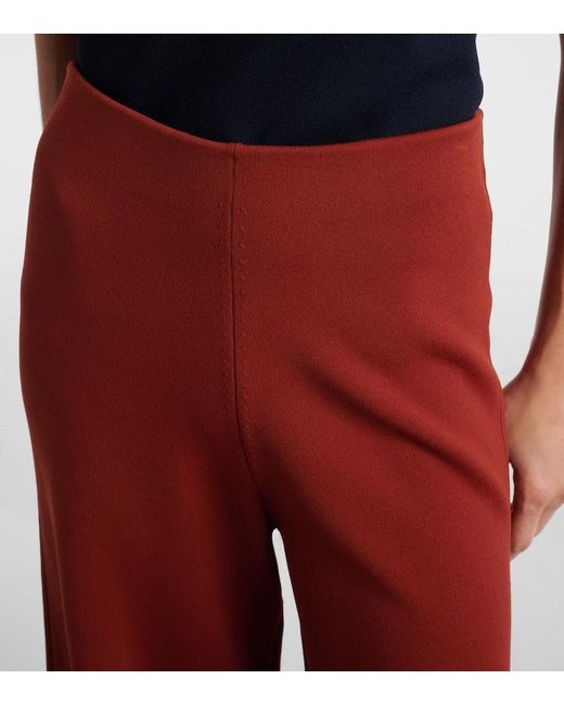 Max Mara Red Jersey Wide-Leg Pants