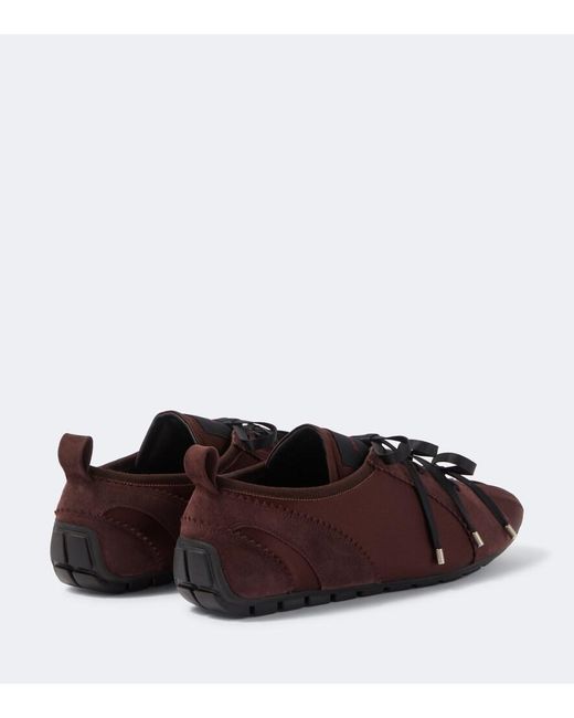 Simone Rocha Brown Ballerina Grip Suede-Trimmed Satin Sneakers for men