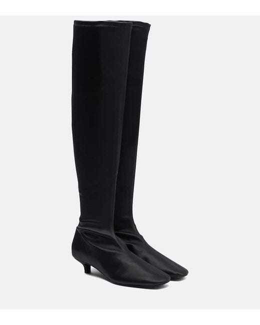 Totême  Black Satin Knee-High Boots
