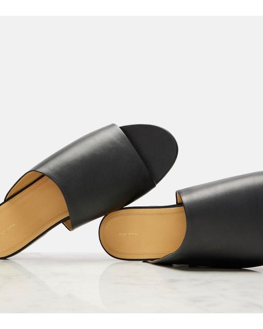 The Row Black Signum Leather Slides