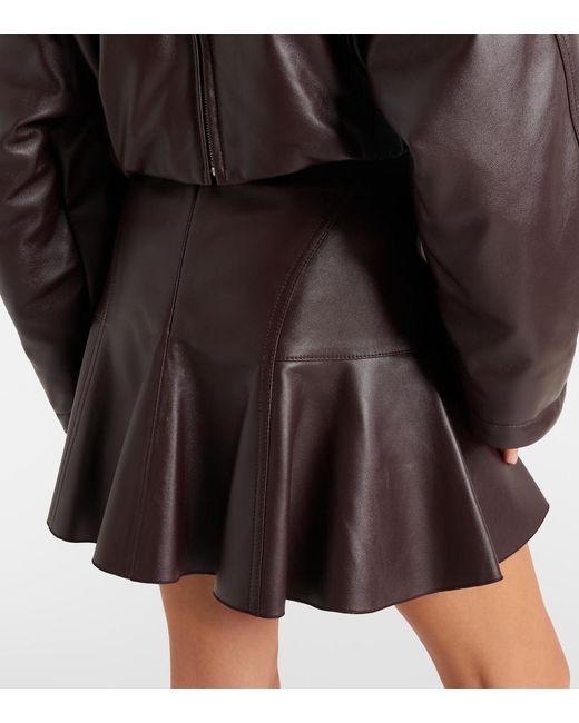 Alaïa Brown Pleated Leather Miniskirt