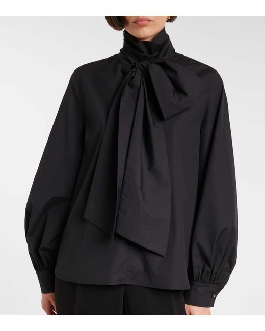 Max Mara Blue Schluppenbluse Bosforo Aus Einem Baumwollgemisch