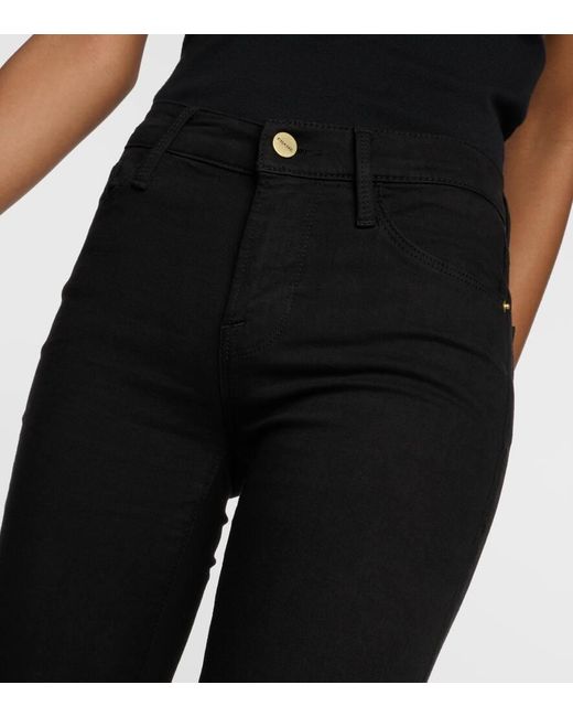 Jeans skinny cropped de tiro alto FRAME de color Black