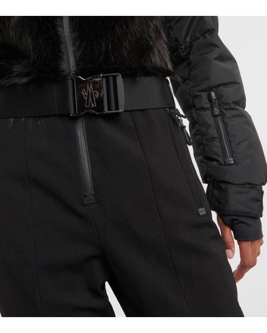 3 MONCLER GRENOBLE Black Faux Fur-trimmed Down Ski Suit
