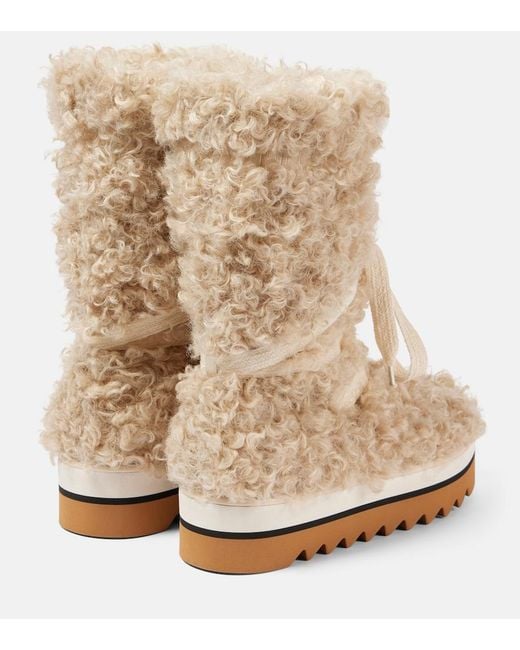Stella McCartney Natural Sneak-Elyse Plush Teddy Snow Boots