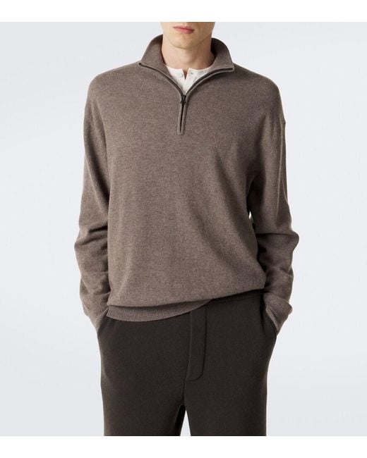 Lisa Yang Brown Augustus Cashmere Half-Zip Sweater for men