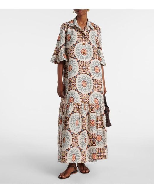 LaDoubleJ Natural Artemis Printed Cotton Poplin Shirt Dress