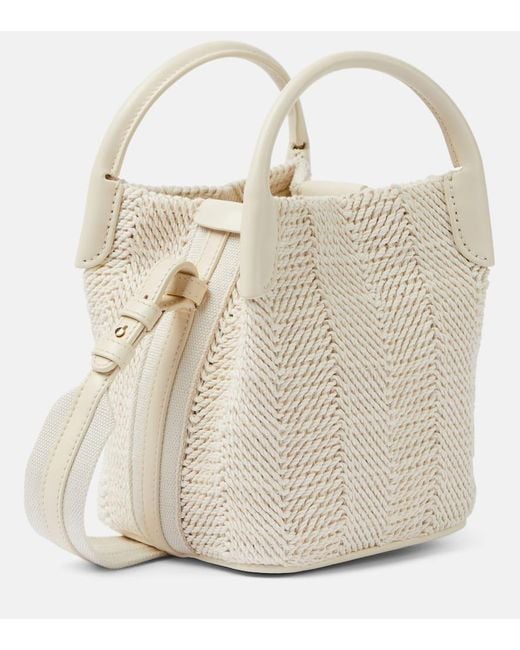 Loro Piana White Bale Micro Leather-Trimmed Bucket Bag