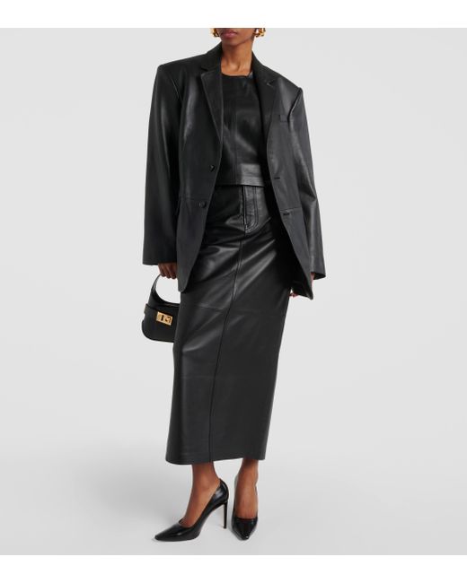 Blazer oversize en cuir Wardrobe NYC en coloris Black