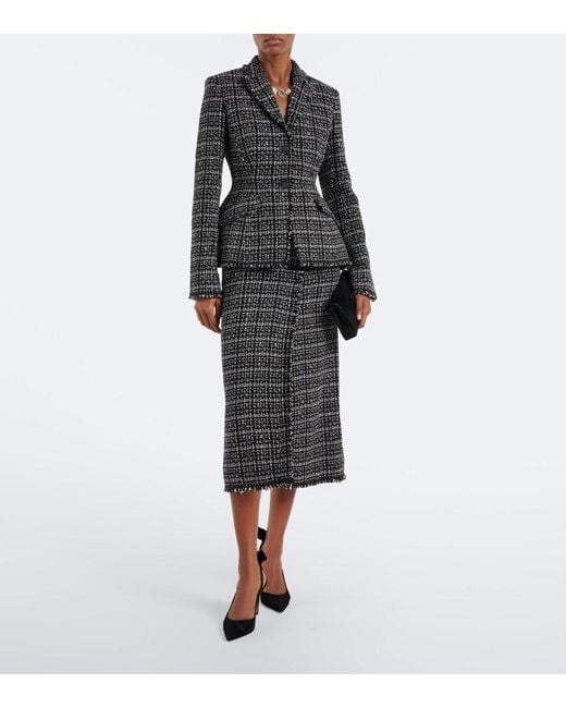 Erdem Black Checked Cotton-Blend Tweed Maxi Skirt
