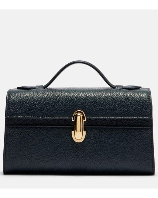 SAVETTE Blue Symmetry Leather Tote Bag