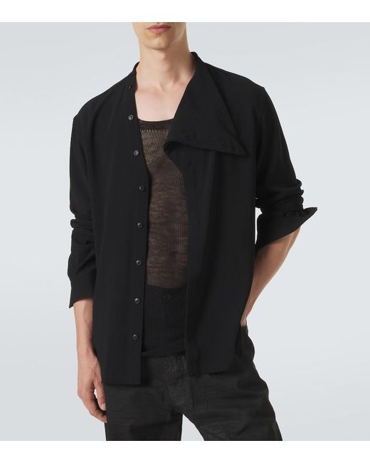 Rick Owens Black Island Draped Cady Shirt for men