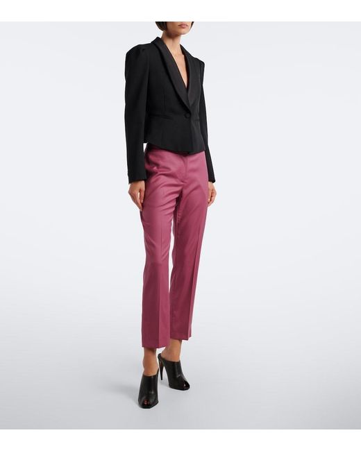 McQueen Red Wool Gaberdine Slim Pants