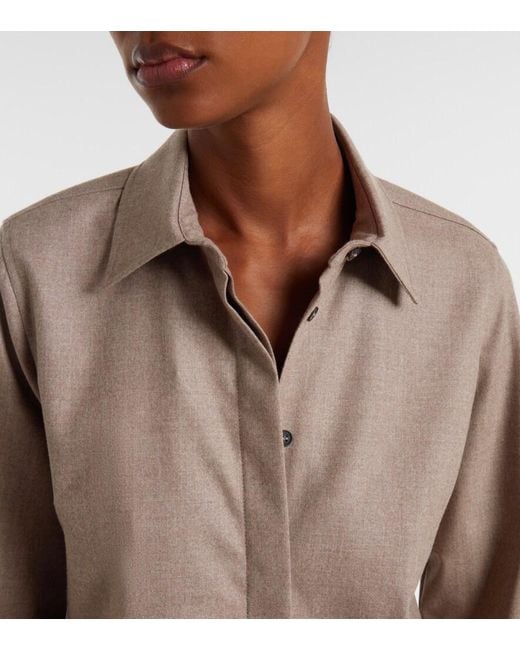 Max Mara Brown Tebaide Cashmere-Blend Shirt