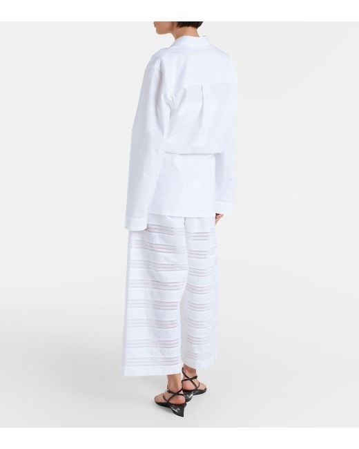 Alaïa White Cotton Poplin Wide-Leg Culottes