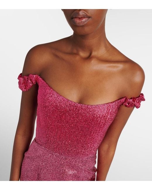 Markarian Purple Bustier-Kleid Amina Aus Lame