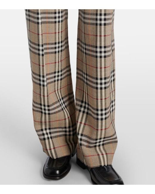 Pantaloni Check A Gamba Larga di Burberry in Natural