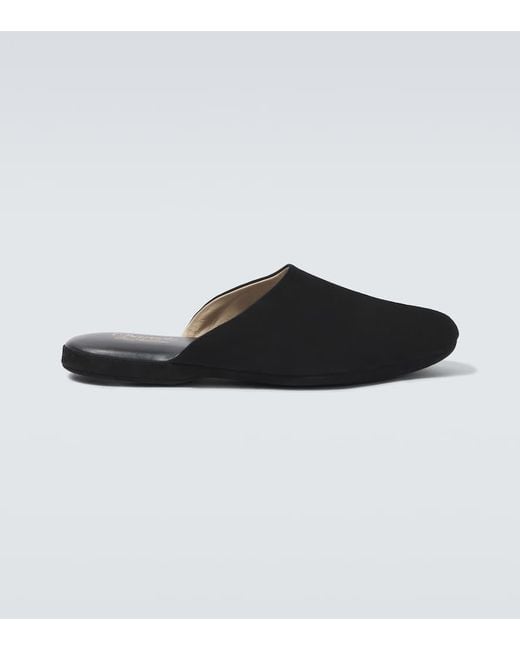 Charvet Black Suede Slippers for men