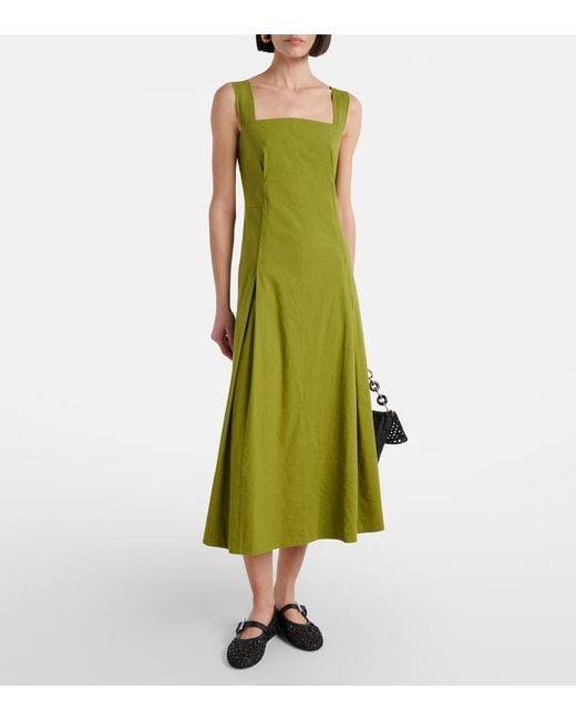 Vince Green Linen-Blend Midi Dress