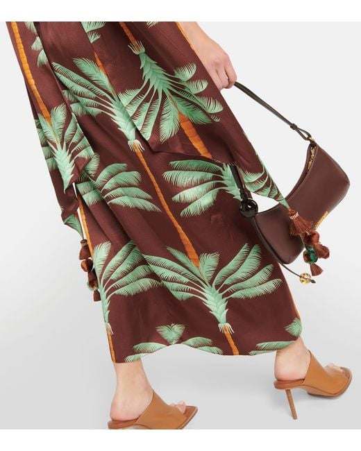 Robe Longue Brodee Et Imprimee En Soie Johanna Ortiz en coloris Green