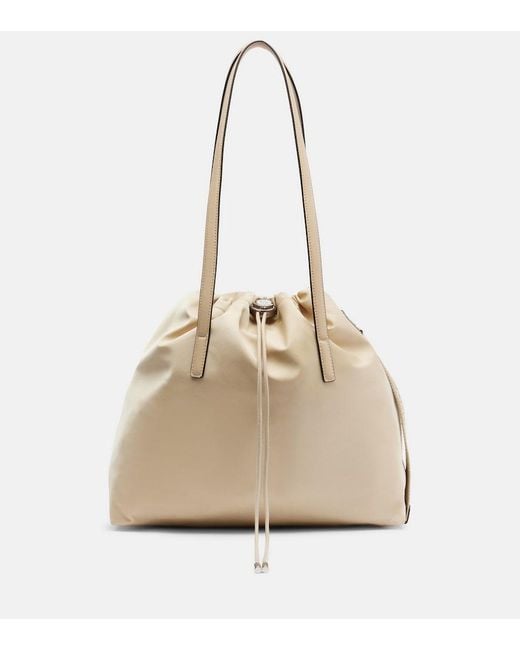 Moncler Natural New Trick Leather-Trimmed Tote Bag