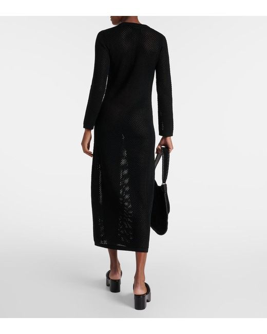 Nili Lotan Black Zera Open-Knit Cotton Maxi Dress
