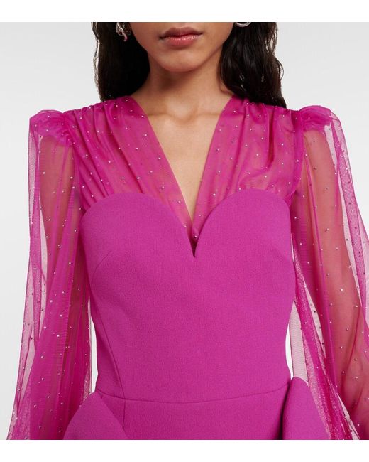Rebecca Vallance Pink Lilah Embellished Crepe Minidress