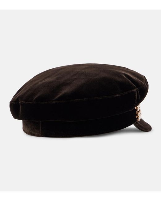 Roger Vivier Black Velvet Newsboy Cap