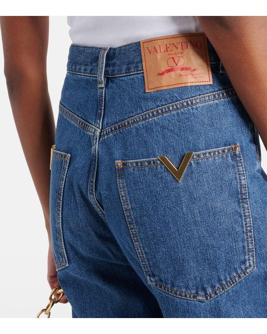 Valentino Blue High-Rise Wide-Leg Jeans