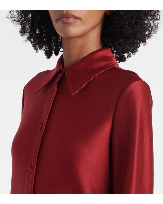 Jil Sander Red Hemdblusenkleid Aus Satin