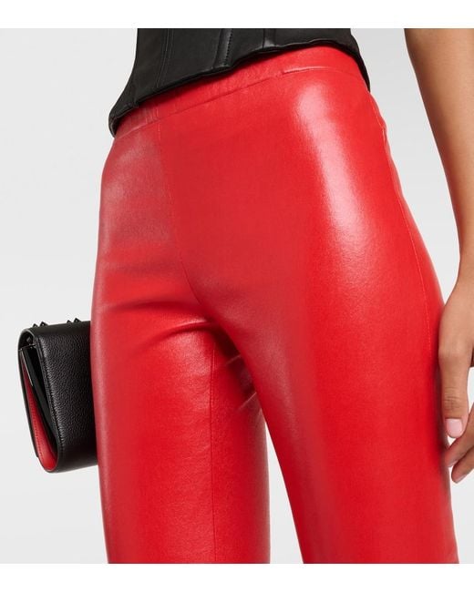 Pantalones Cropped De Piel Stouls de color Red