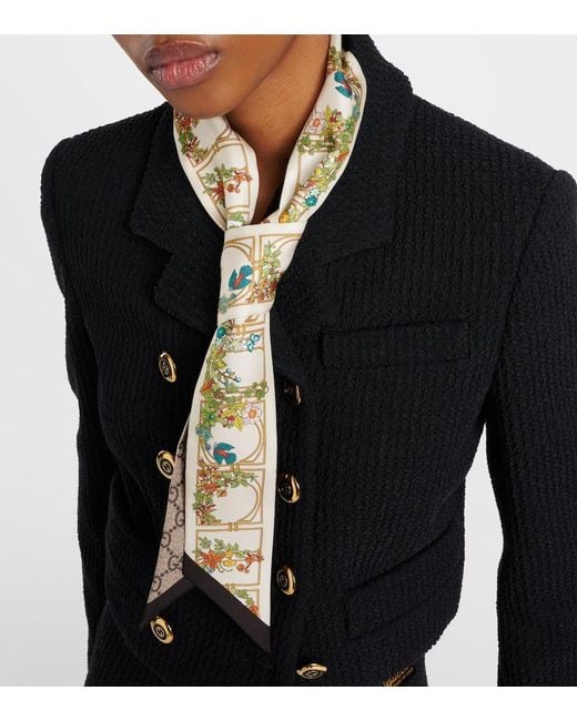 Gucci Metallic Printed Silk Twill Scarf