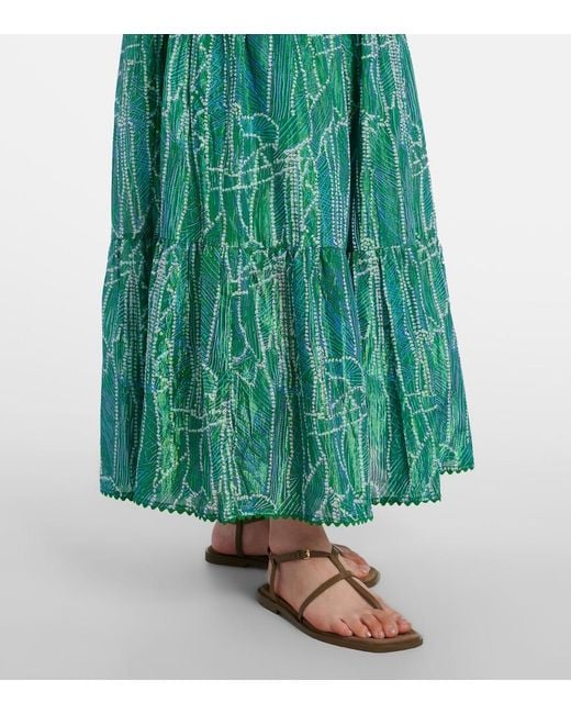 Poupette Green Thelma Printed Cotton-Blend Maxi Dress