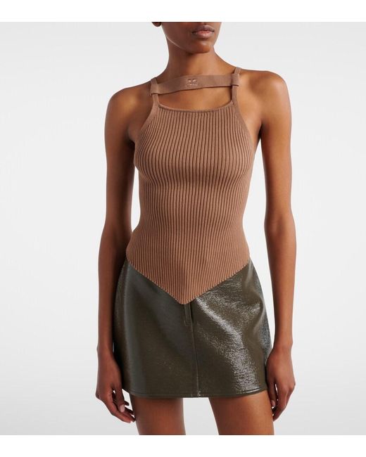 Courreges Brown Ribbed-Knit Tank Top