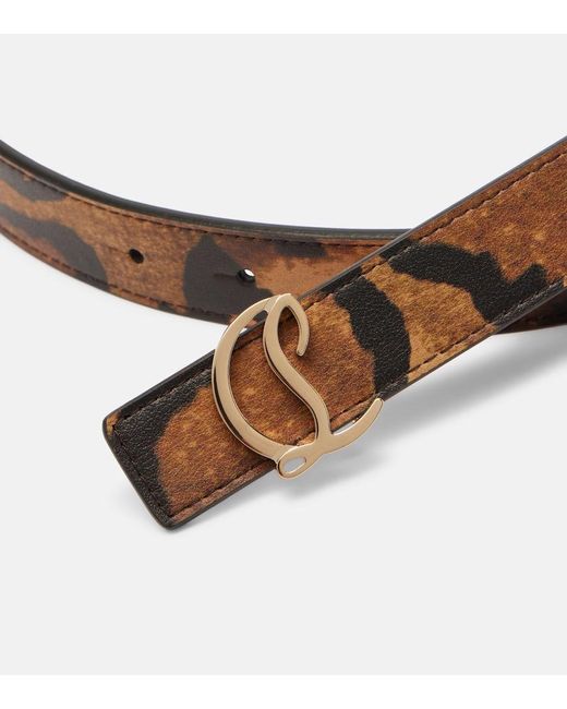 Christian Louboutin Red Leopard-Print Leather Belt