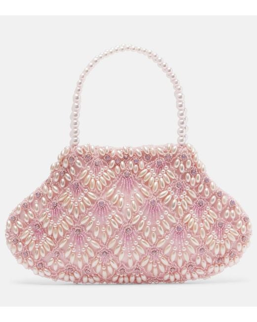 Clio Peppiatt Pink Scallop Mini Embellished Tote Bag