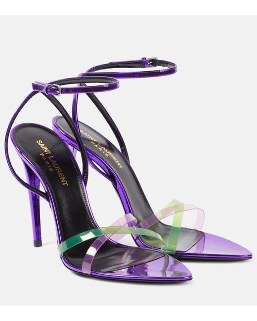 Saint Laurent Purple Fever 110 Pvc And Patent Leather Sandals