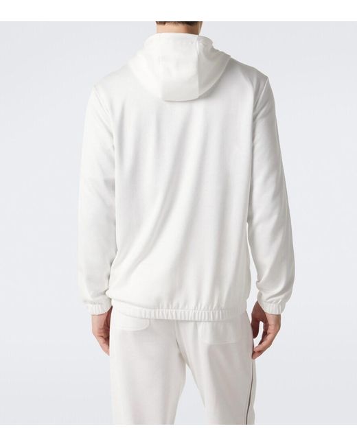 Eleventy White Cotton Zip-Up Hoodie for men