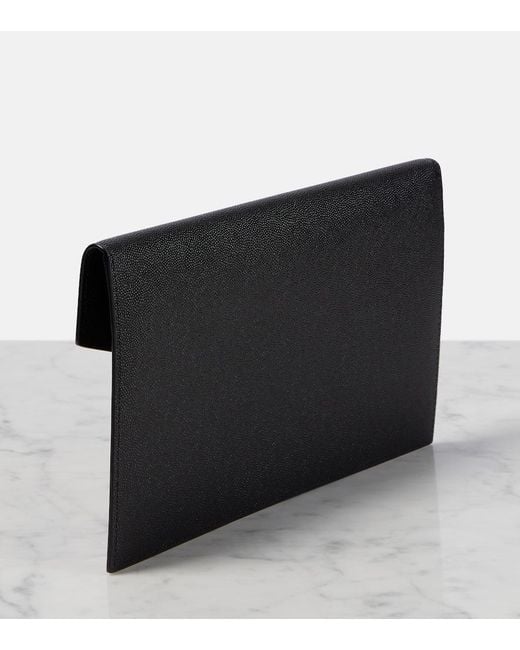 Saint Laurent Black Uptown Grained Leather Envelope Pouch