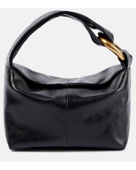 Jil Sander Black Tangle Rings Small Leather Shoulder Bag