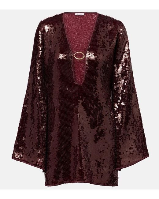 Oseree Red Marylin Sequined Kaftan
