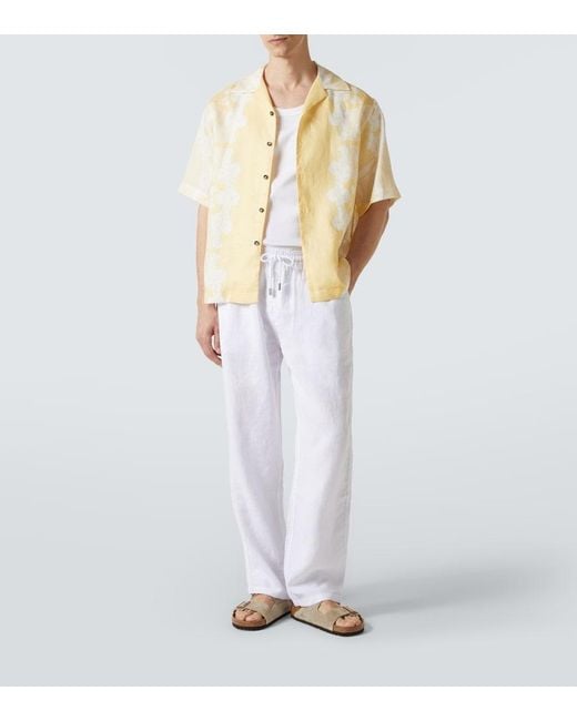 Vilebrequin White Linen Drawstring Pants for men